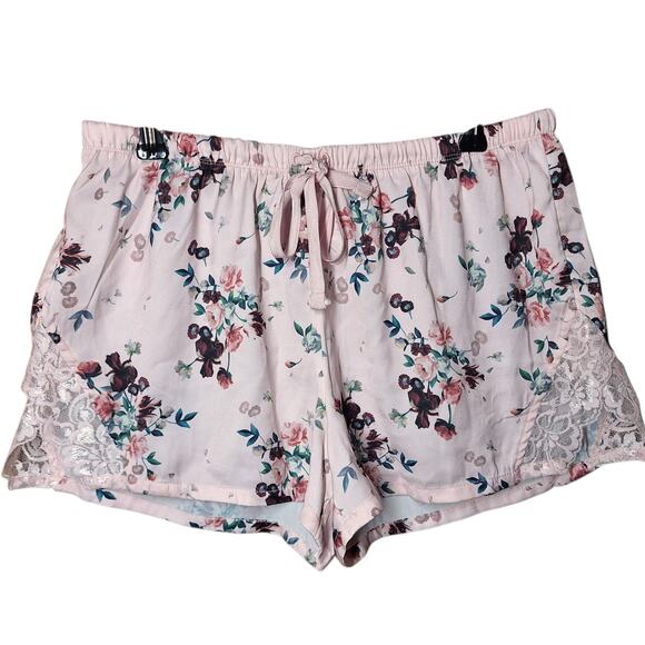 Ted Baker drawstring waist Pastel Floral Lace Trim Satin Sleep Shorts - Small - Picture 1 of 8